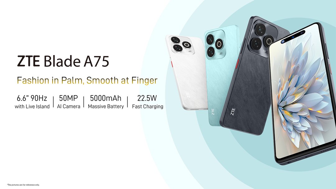 ZTE Blade A75 4G — Ilustrační foto — barva se může lišit