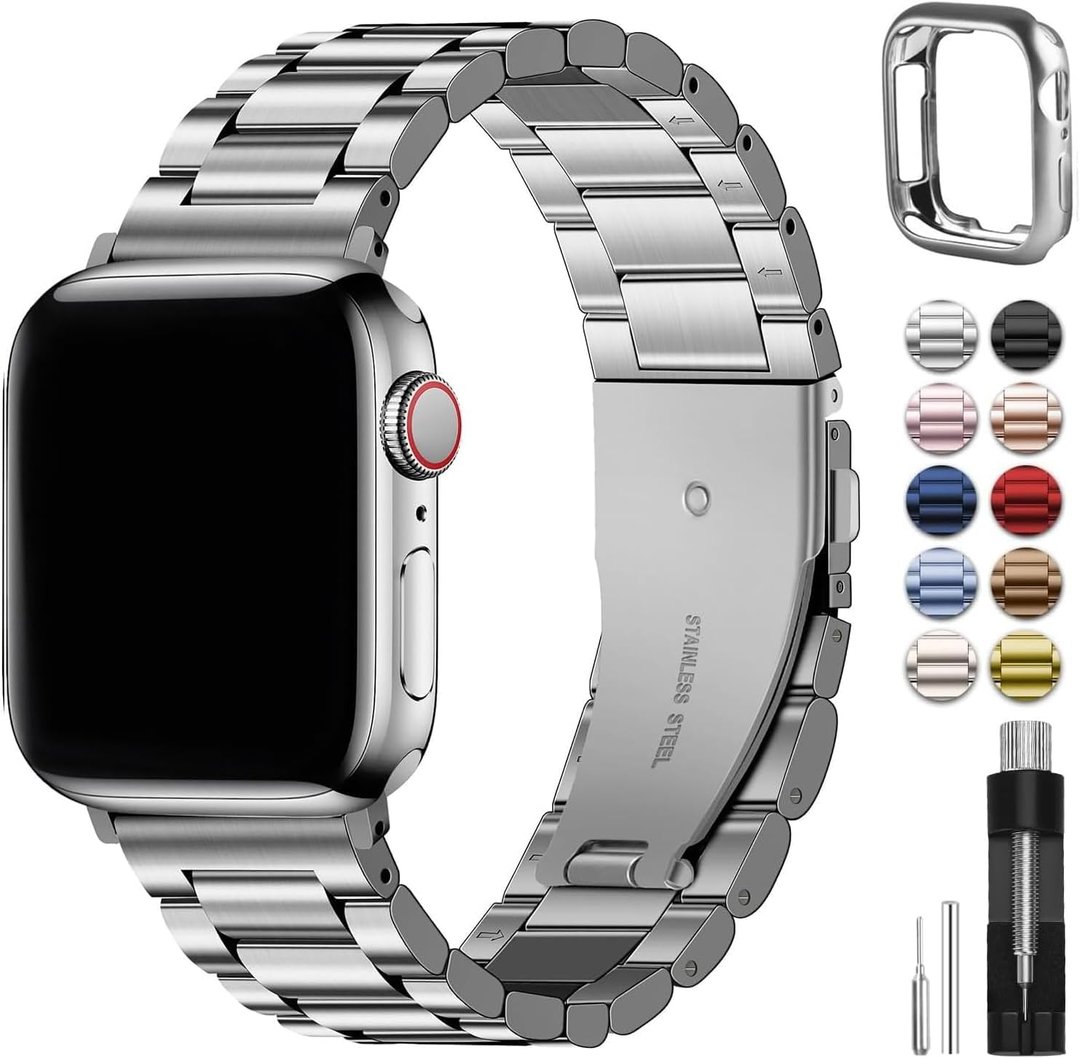 Apple Watch Series 7 45mm GPS + Cellular Stainless Steel Case — Ilustrační foto — barva se může lišit
