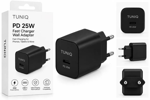 TUNIQ Rychlonabíječka PD 25W Adaptér — barva: černá