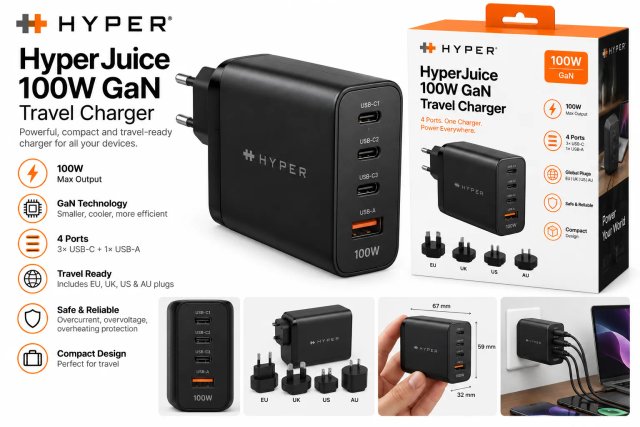 HyperJuice 100W GaN Travel Charger