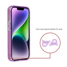 TUNIQ Zadní kryt pro iPhone 14 — Magsafe — Třpytky — Přívěsek — barva: fialová 2