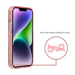 TUNIQ Zadní kryt pro iPhone 14 — Magsafe — Třpytky — Přívěsek — barva: růžová 2