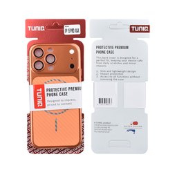 TUNIQ Zadní kryt pro iPhone 15 Pro Max — Magsafe PC s vláknovým vzorem — barva: oranžová 3