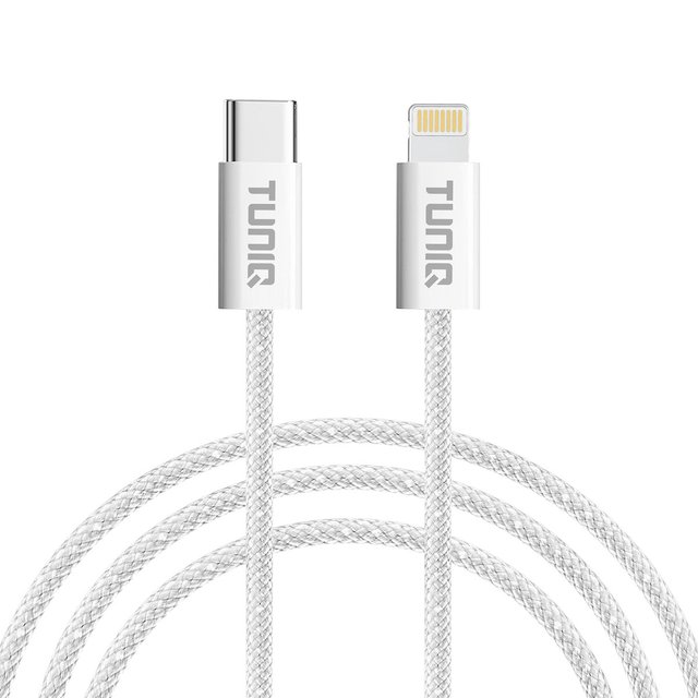 TUNIQ USB-C Na Lightning 100cm — Rychlonabíjecí kabel — barva: bílá
