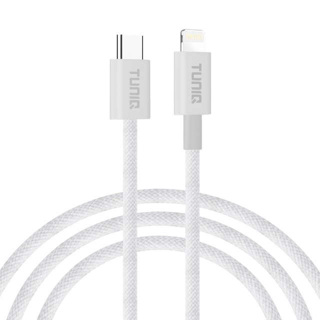 TUNIQ USB-C Na Lightning Kabel 200cm — Rychlonabíjecí kabel — barva: bílá