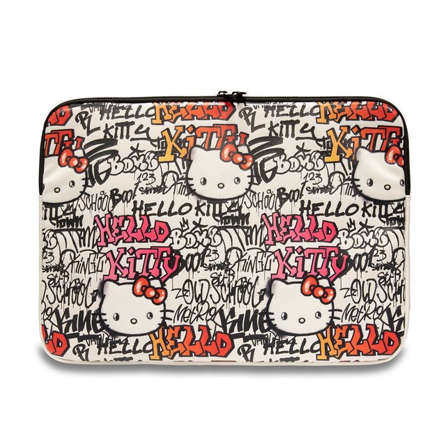 Hello Kitty Pouzdro na notebook Tags graffiti — barva: béžová