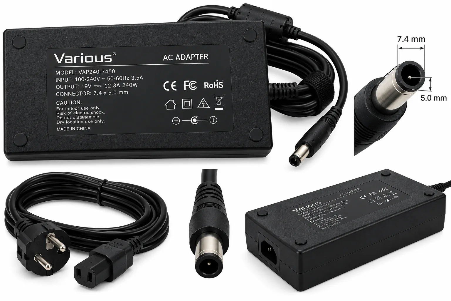 Various 7.4X5.0 19V 240W (12.3A)